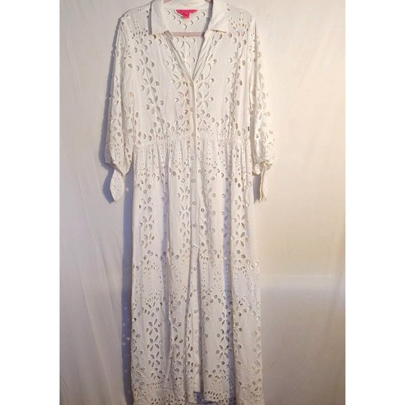 Lilly Pulitzer Other - Lilly Pulitzer White Amrita Eyelet Midi Button Down Dress Size 10
